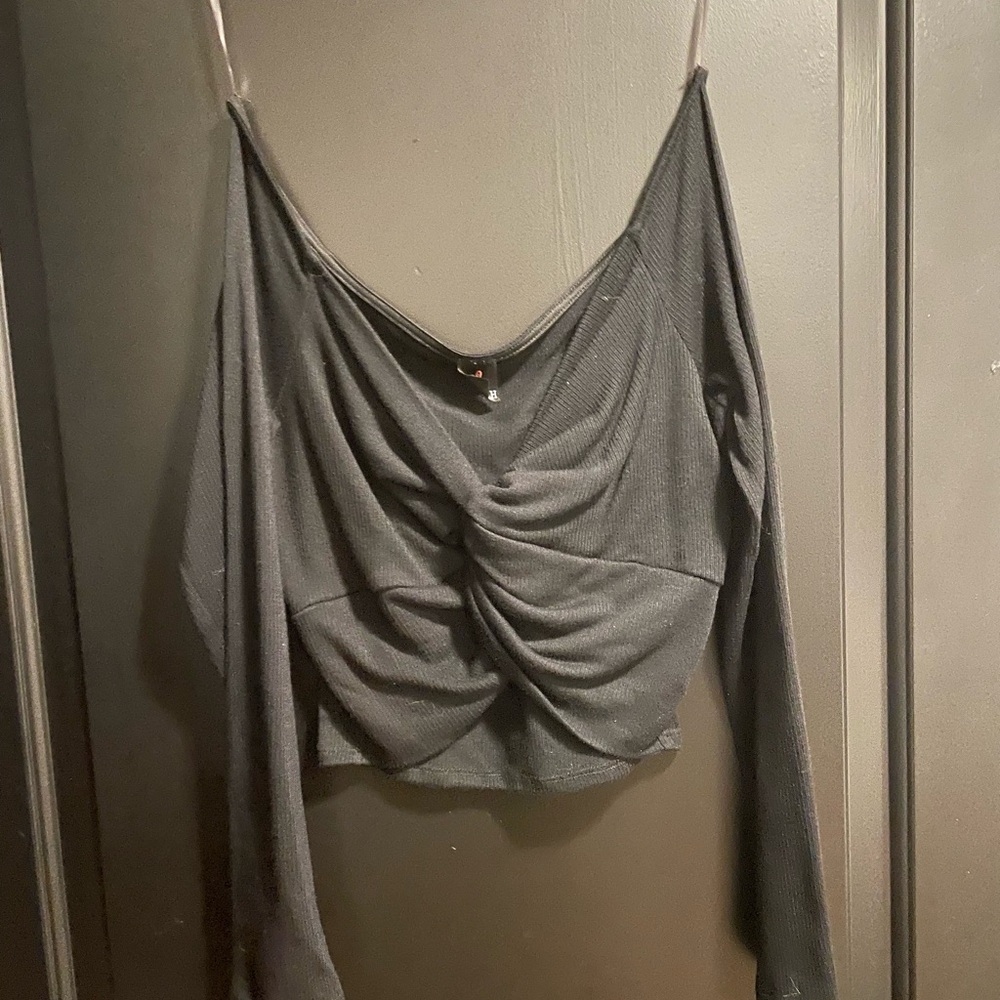 Elegant Charcoal Long Sleeve Top